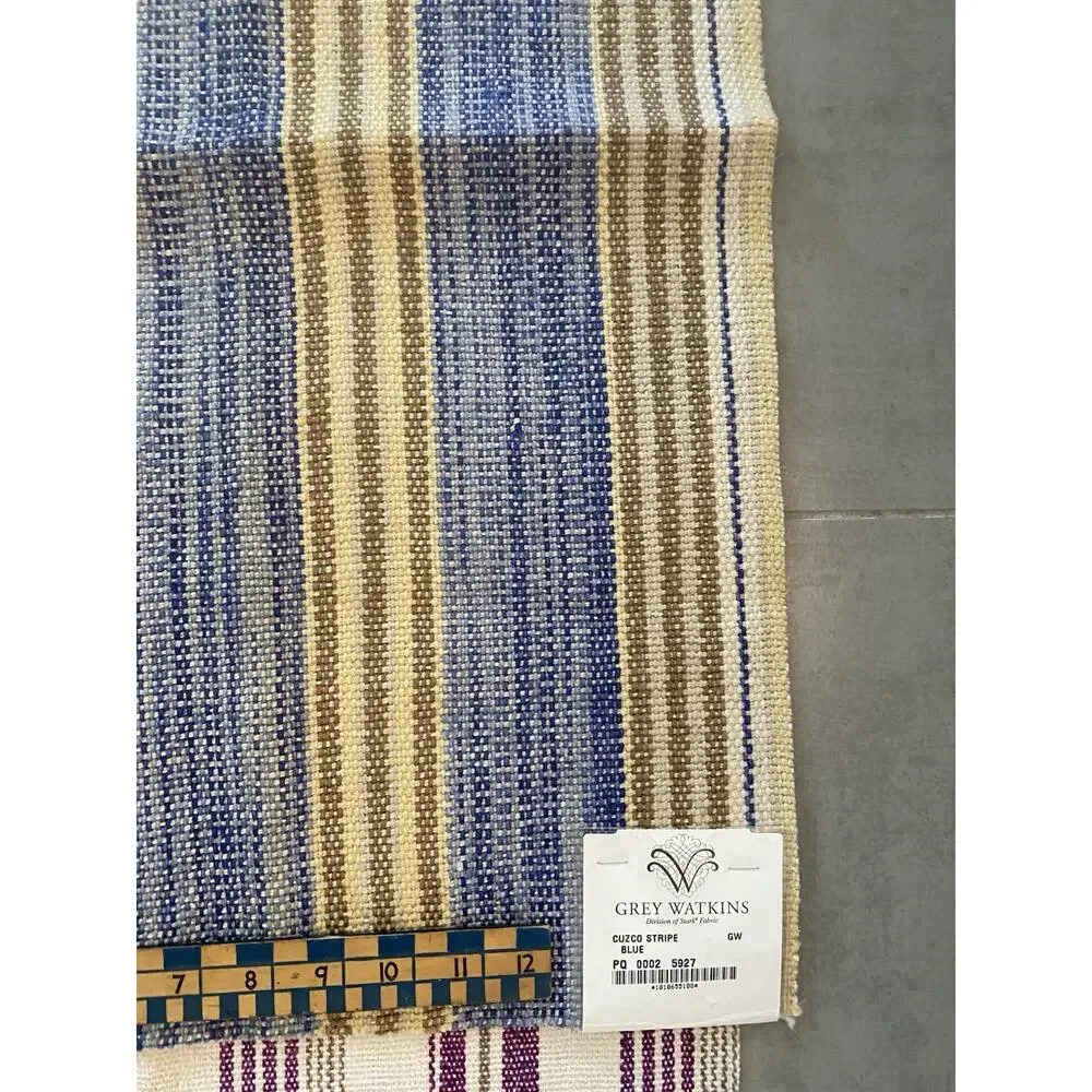 3 Grey Watkins Stark Jacquard Stripe Fabric Samples 25x25